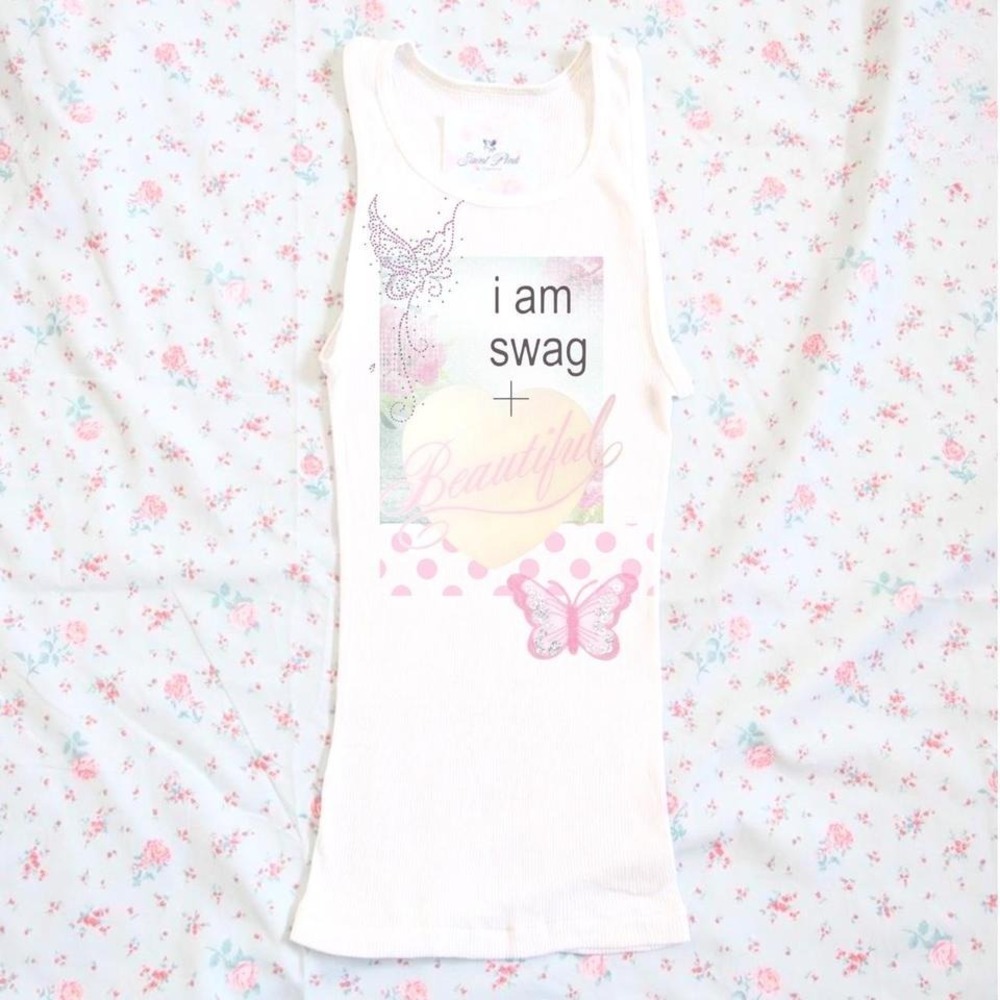 i am swag and beautiful butterfly ribbed tank top y2k mcbling